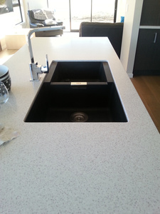 Acrylic Bench Top with an Black Granite Sink