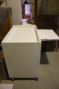 Baby change table with pull out shelf, locable cupboards for safety - just a mat to add
